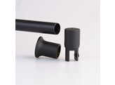 Set ronde stabilisatie glas/wand O 19 mm RAL 9005 mat zwart