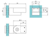 Stabilisateur rectangulaire 20x10 raccord tube-verre reglable